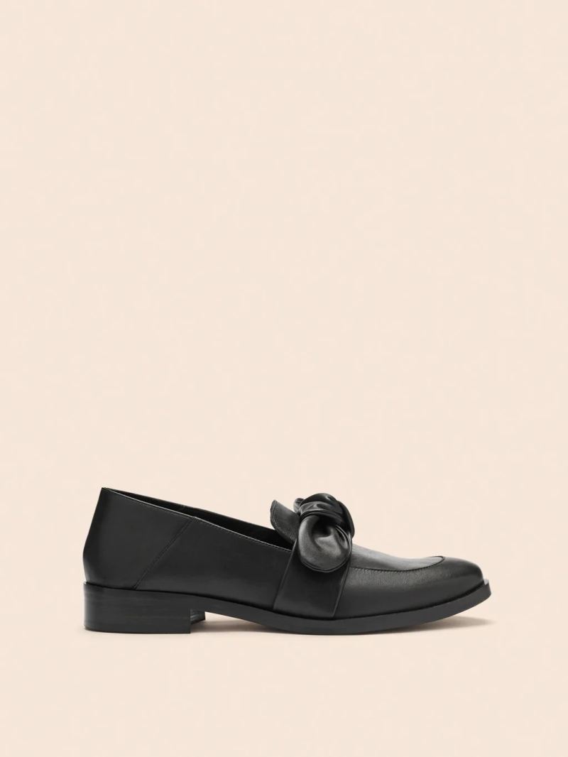 Maguire | Women's Valencia Black Leather Loafer Bow Loafer