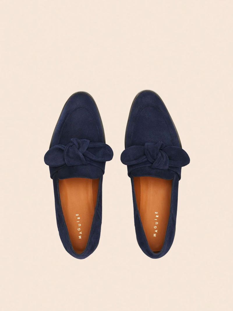 Maguire | Women's Valencia Navy Loafer Bow Loafer - Click Image to Close