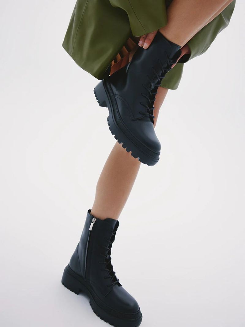 Maguire | Women's Belluno Black Leather Boot Combat Boot - Click Image to Close