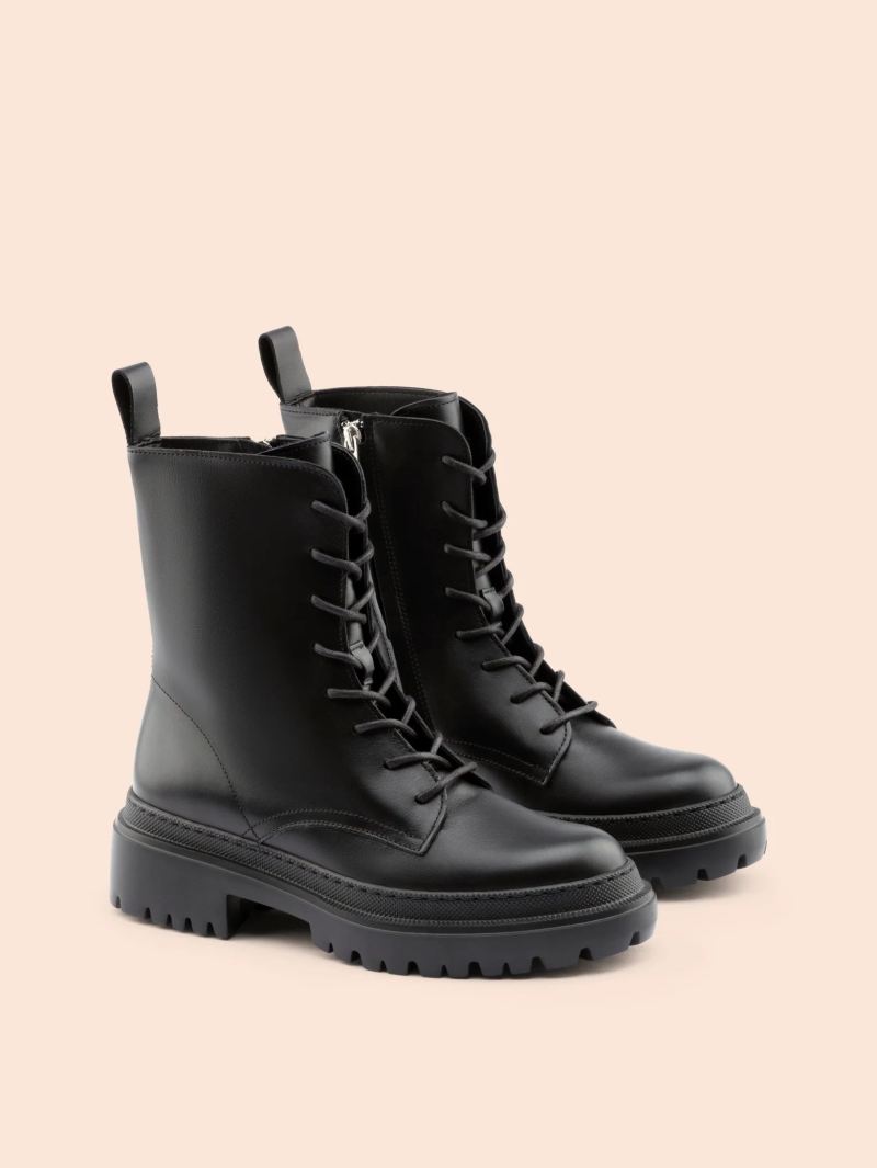 Maguire | Women's Belluno Black Leather Boot Combat Boot - Click Image to Close