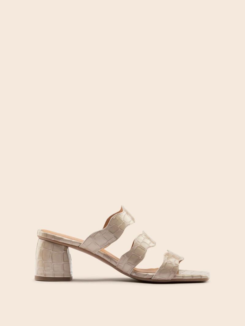 Maguire | Women's Riva Beige Croco Heel Heeled Sandal