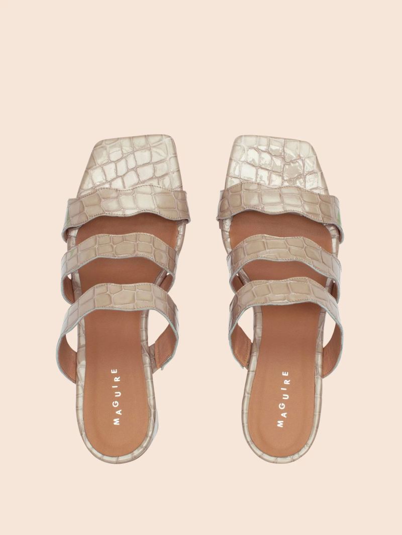 Maguire | Women's Riva Beige Croco Heel Heeled Sandal