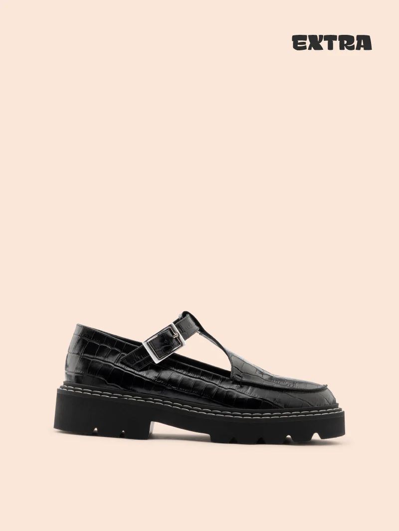 Maguire | Women's Neiva Black Croco Mary Jane Deadstock Leather - Click Image to Close