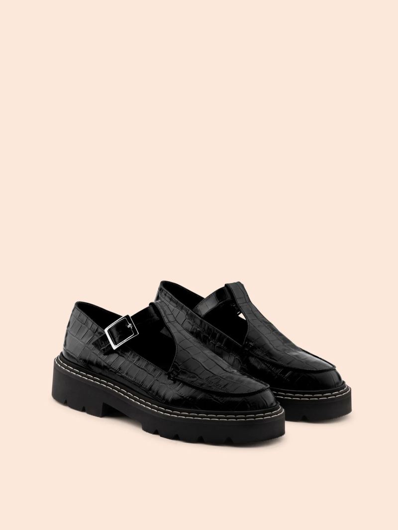 Maguire | Women's Neiva Black Croco Mary Jane Deadstock Leather