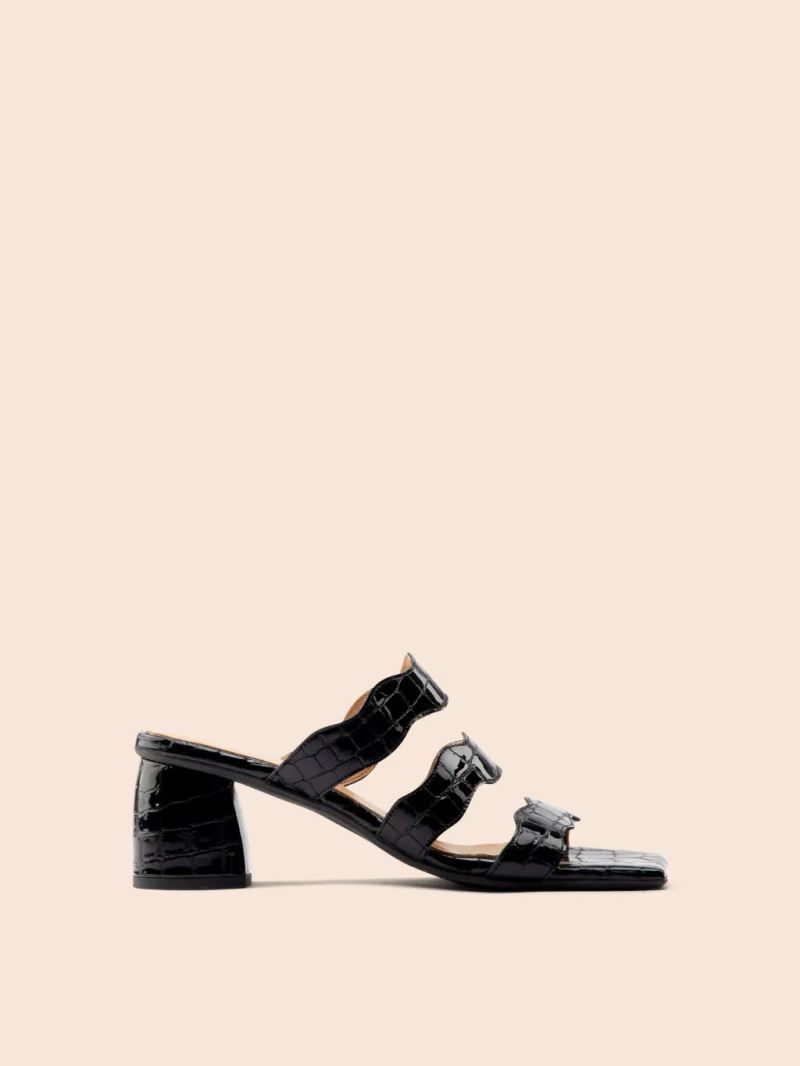 Maguire | Women's Riva Black Croco Heel Heeled Sandal