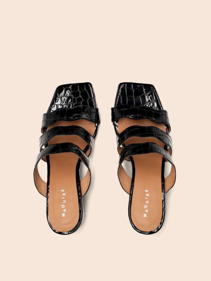 Maguire | Women's Riva Black Croco Heel Heeled Sandal